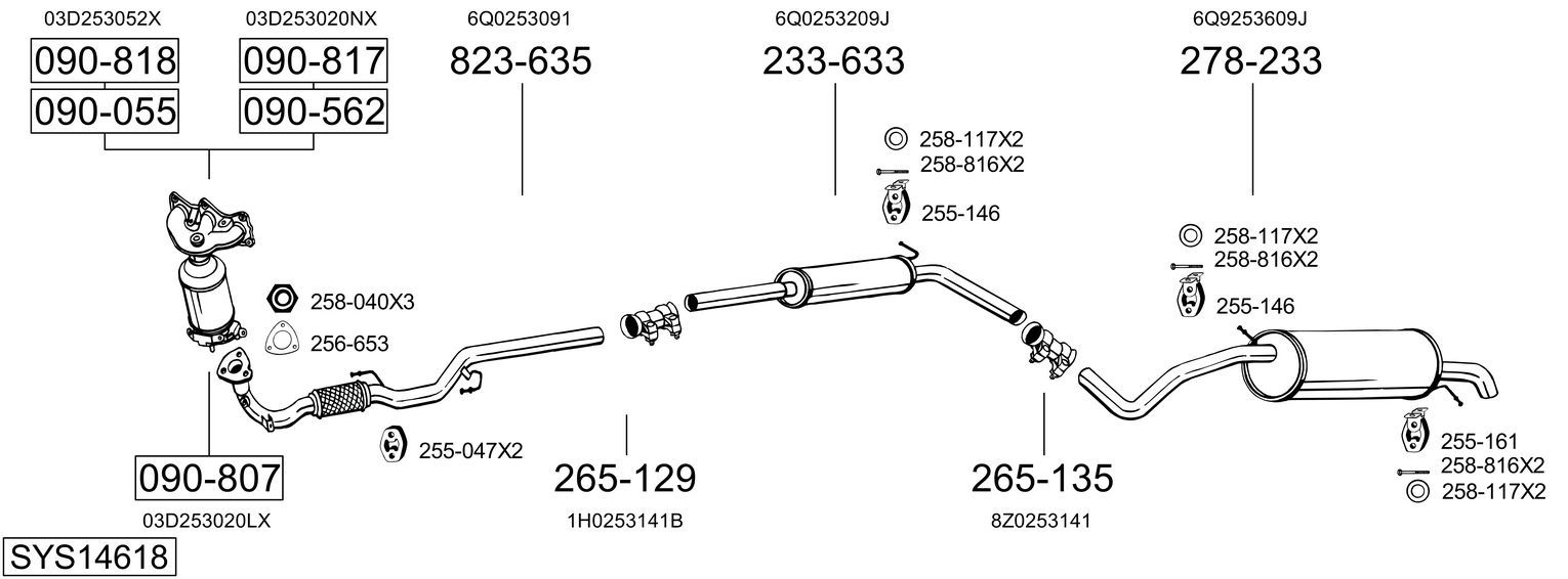Układ wydechowy BOSAL SYS14618