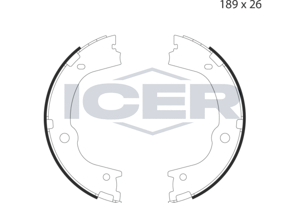 Zestaw szczęk hamulcowych, hamulec postojowy ICER 79PB4049 C