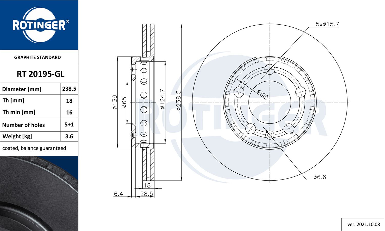 Disc frana ROTINGER GRAPHITE LINE RT 20195-GL