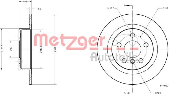 Tarcza hamulcowa METZGER AUTOTEILE 6110782