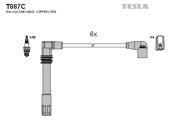 Sada kabelů pro zapalování TESLA T887C