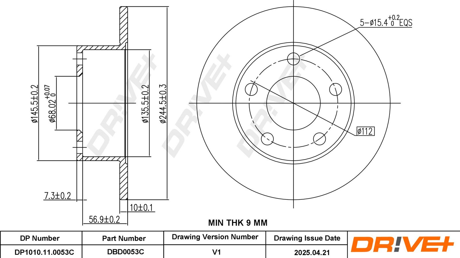 Tarcza hamulcowa DR!VE+ DBD0053C