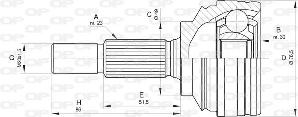 Jeu de joints, arbre de transmission