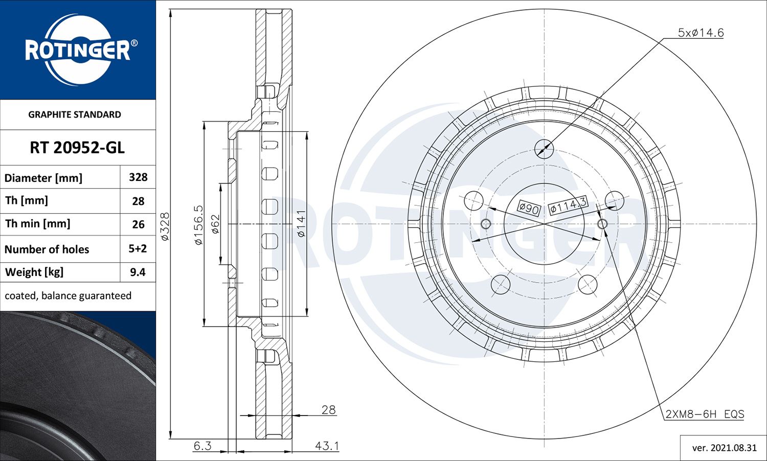 Disc frana ROTINGER GRAPHITE LINE RT 20952-GL