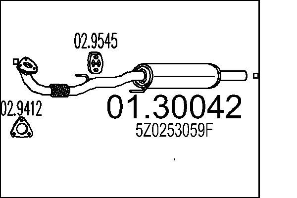 Přední tlumič výfuku MTS 01.30042