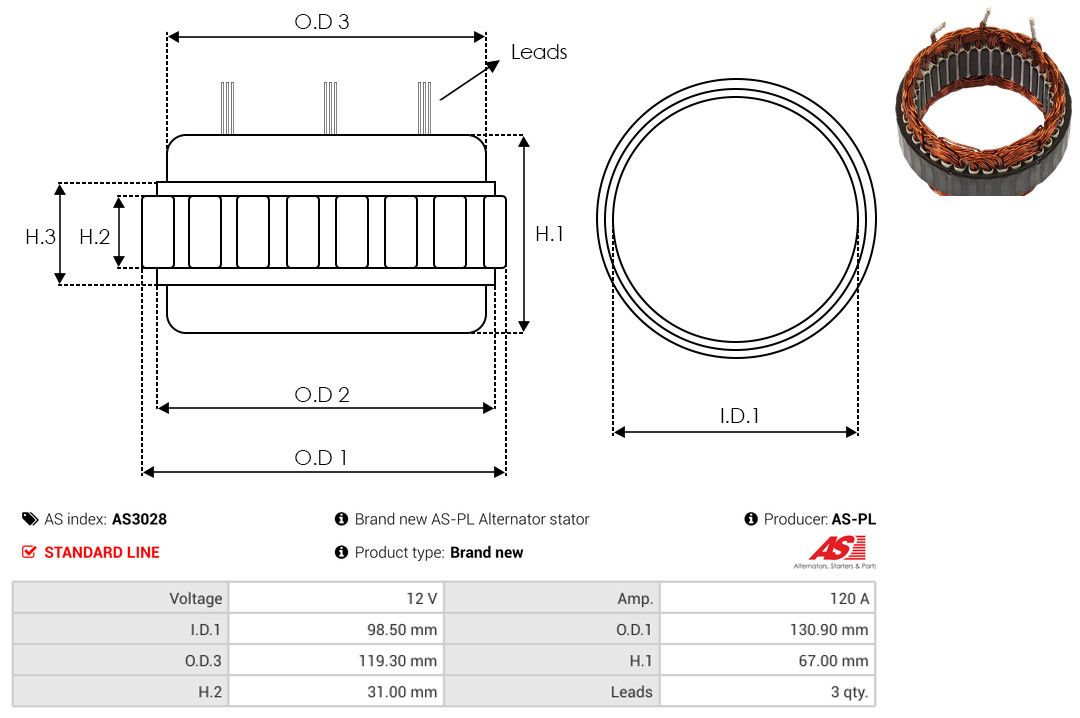 Levně Stator, generátor AS-PL AS3028