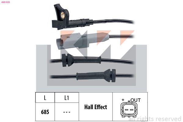Czujnik, prędkość obrotowa koła KW 460 035