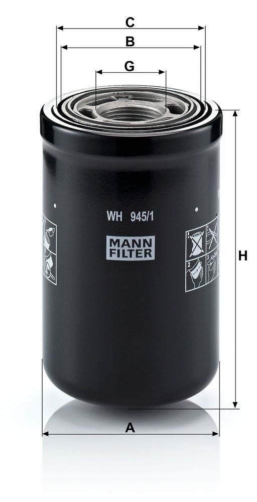 Levně Filtr, pracovní hydraulika MANN-FILTER WH 945/1