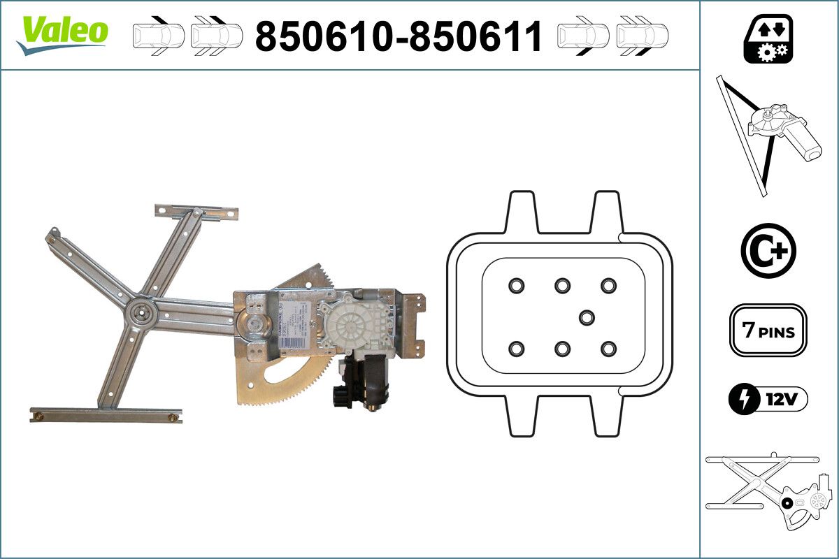 Mecanism actionare geam VALEO 850611
