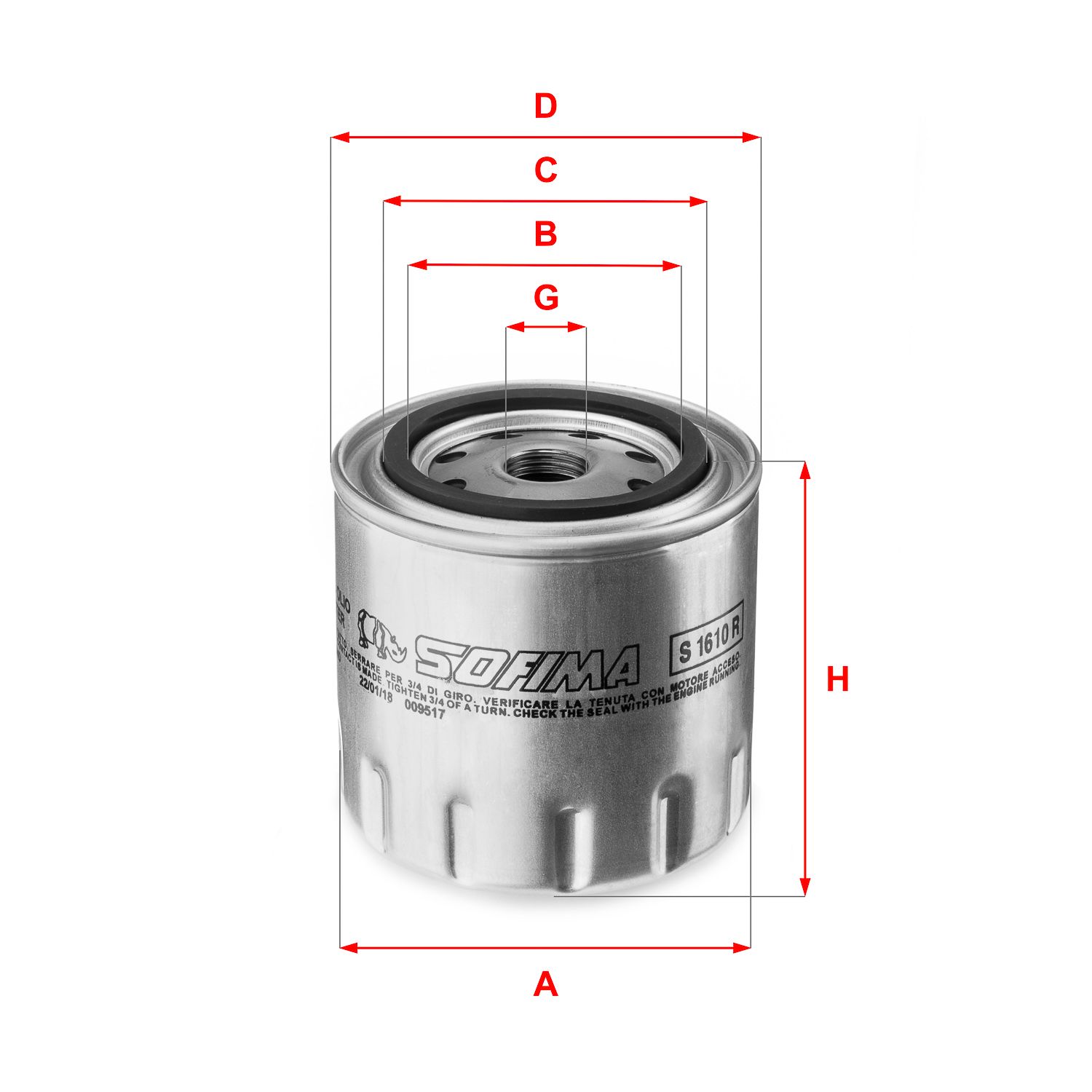 Filtru ulei SOFIMA S 1610 R