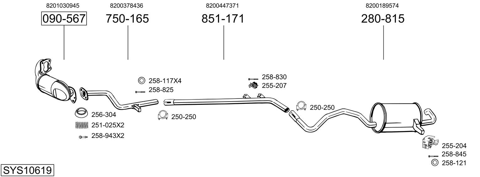 Układ wydechowy BOSAL SYS10619