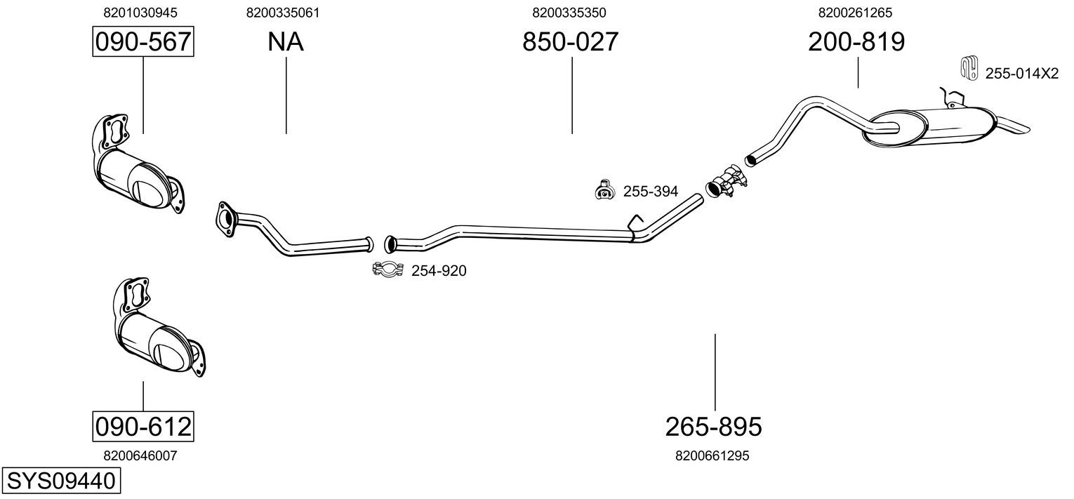 Układ wydechowy BOSAL SYS09440