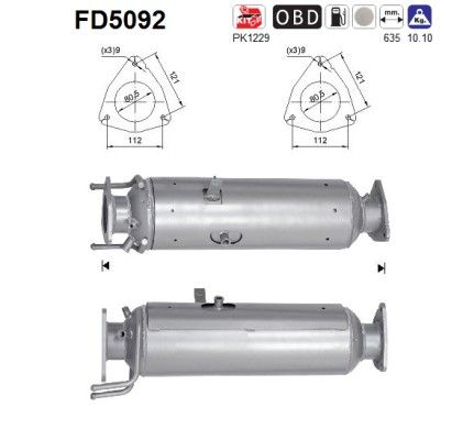 Filtru funingine/particule, sist.de esapament AS FD5092