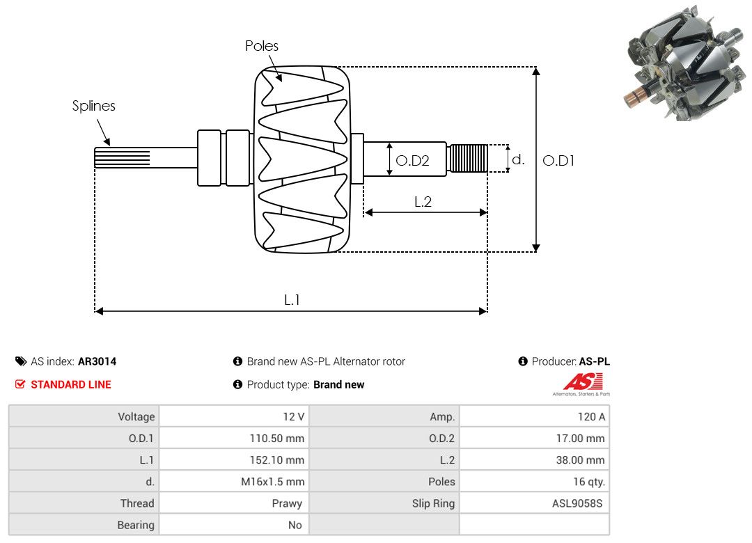 Levně Rotor, generátor AS-PL AR3014