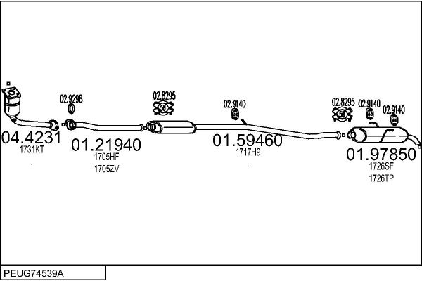 Układ wydechowy MTS PEUG74539A015705