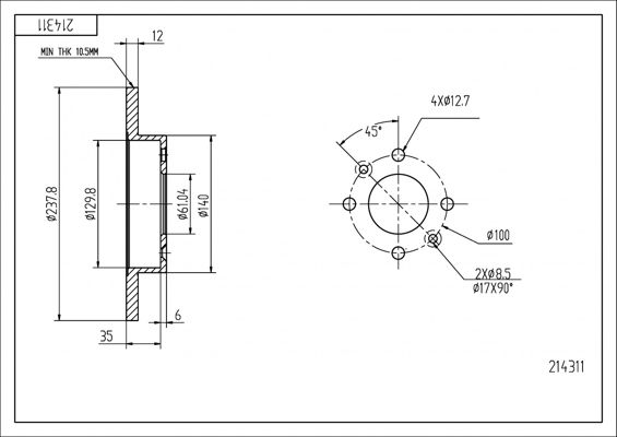 Tarcza hamulcowa HART 214 311