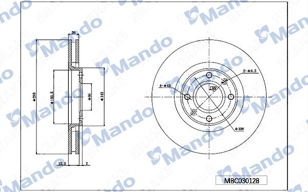 Tarcza hamulcowa MANDO MBC030128
