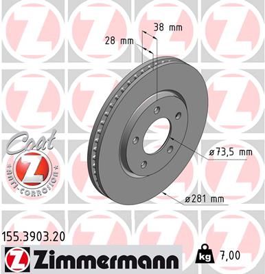 Brzdový kotouč ZIMMERMANN 155.3903.20