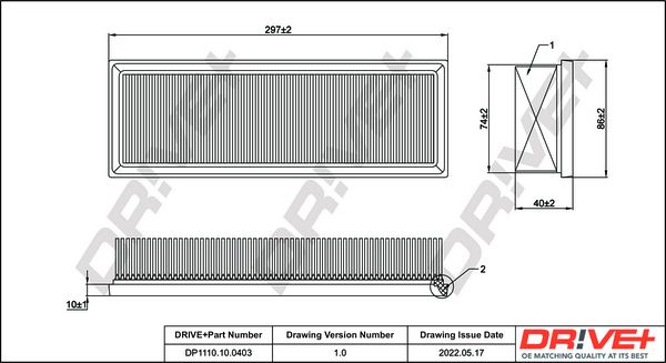 Filtr powietrza DR!VE+ DP1110.10.0403