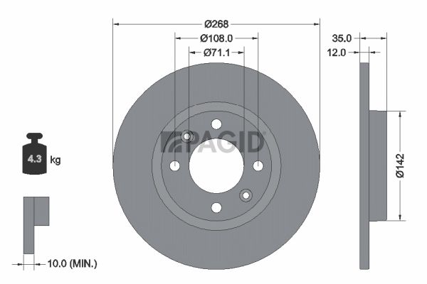Tarcza hamulcowa PAGID 56259NC