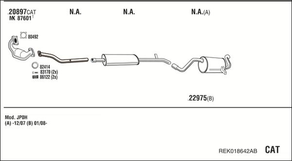 Układ wydechowy WALKER REK018642AB
