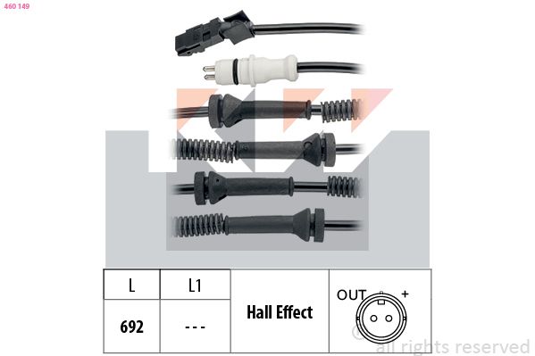 Czujnik, prędkość obrotowa koła KW 460 149