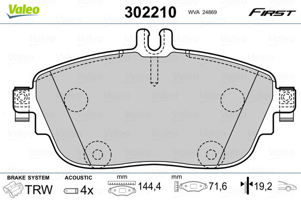 Sada brzdových platničiek kotúčovej brzdy VALEO 302210