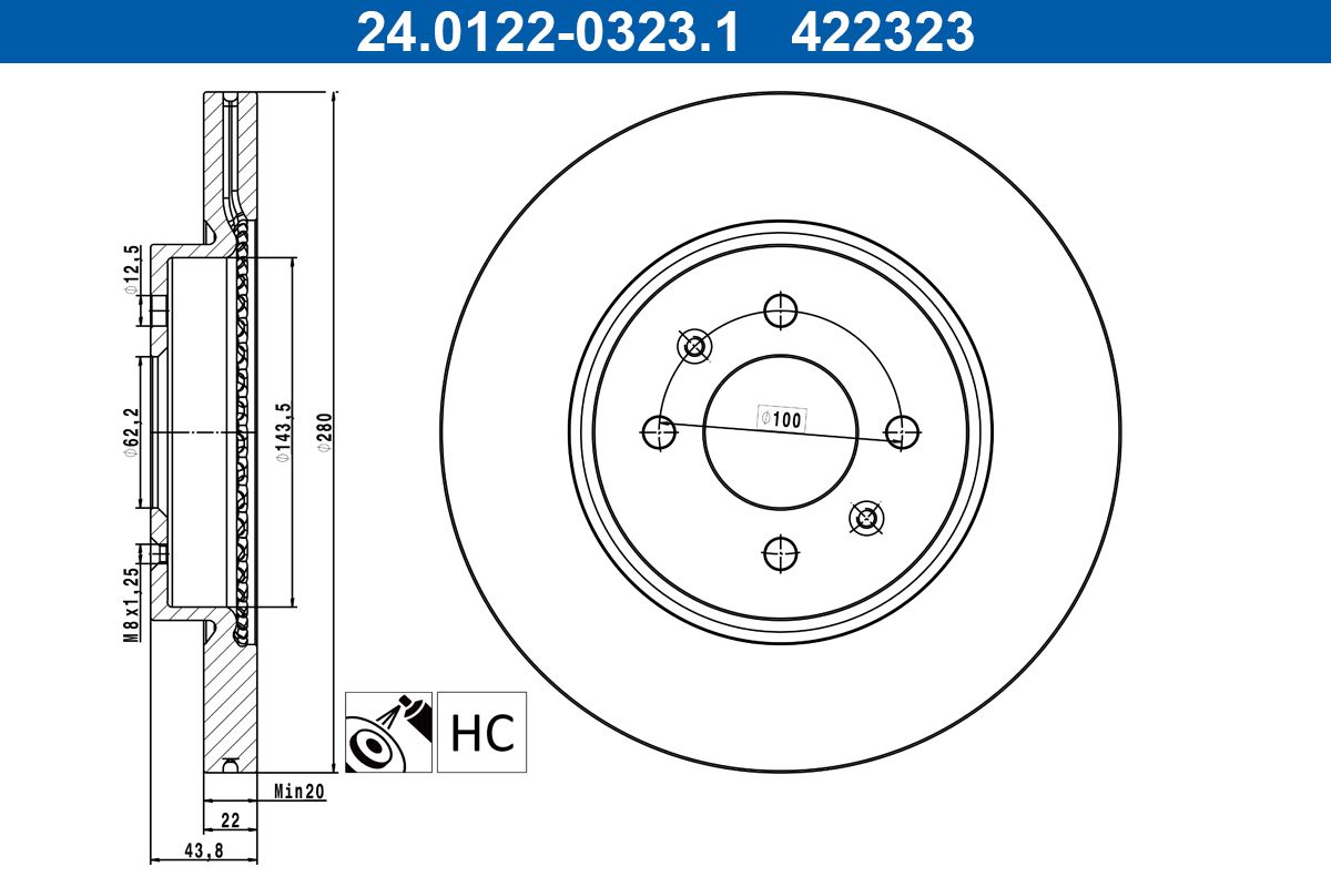 Disc frana ATE 24.0122-0323.1