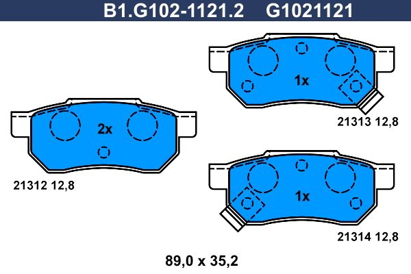 Zestaw klocków hamulcowych, hamulce tarczowe GALFER B1.G102-1121.2