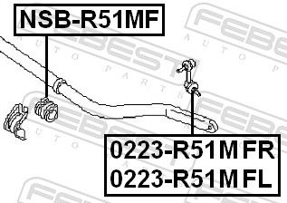 Levně Držák, Příčný stabilizátor FEBEST NSB-R51MF