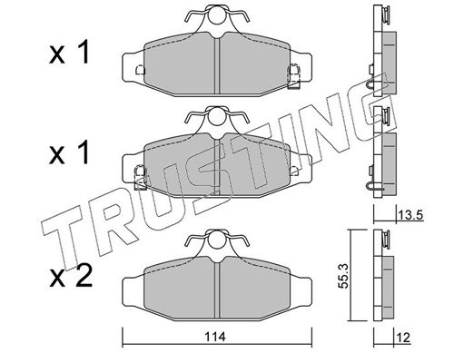 Zestaw klocków hamulcowych, hamulce tarczowe TRUSTING 536.0