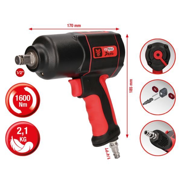 Mașină de înșurubat cu percuție (aer comprimat) KS TOOLS 515.1200