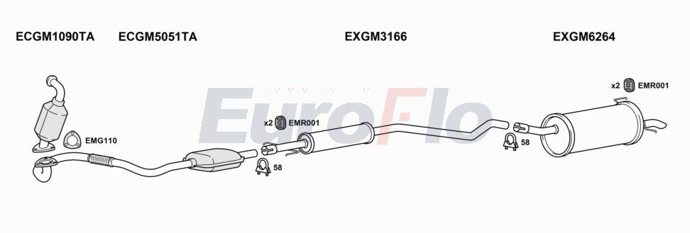 Układ wydechowy EUROFLO VLAST19D1001C