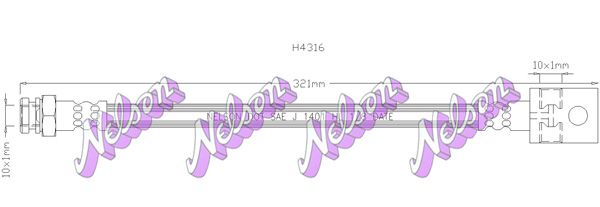 Przewód hamulcowy elastyczny KAWE H4316