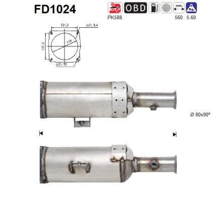 Filtr sadzy / filtr cząstek stałych, układ wydechowy AS FD1024