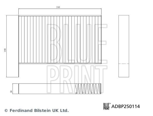 Filtr, wentylacja przestrzeni pasażerskiej BLUE PRINT ADBP250114