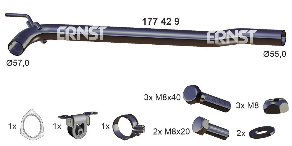 Zestaw naprawczy (rurowy), katalizator ERNST 045131701RX