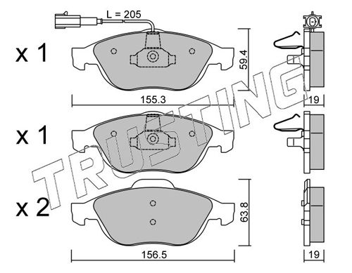 Zestaw klocków hamulcowych, hamulce tarczowe TRUSTING 229.1