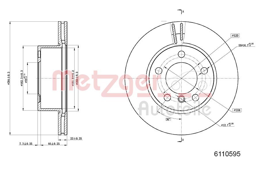 Disc frana METZGER 6110595