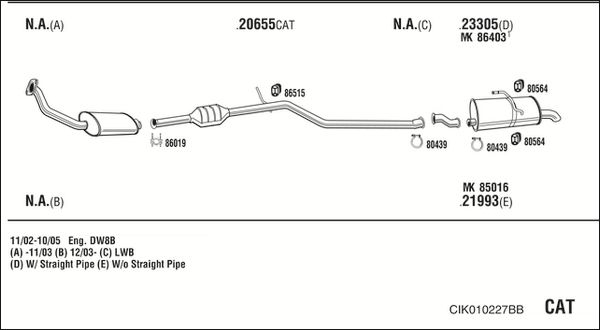 Układ wydechowy WALKER CIK010227BB