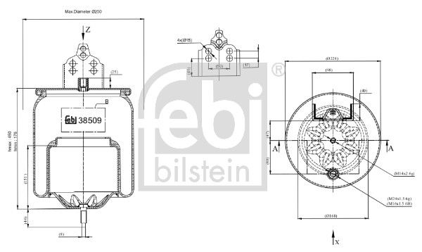 Burduf, suspensie pneumatica FEBI BILSTEIN 38509