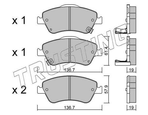 Zestaw klocków hamulcowych, hamulce tarczowe TRUSTING 810.0
