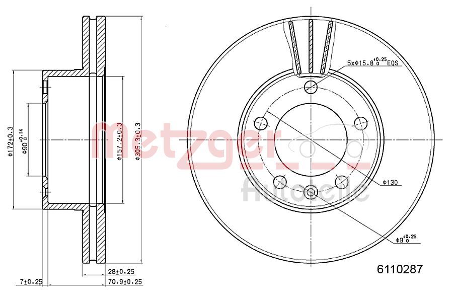 Tarcza hamulcowa METZGER AUTOTEILE 6110287