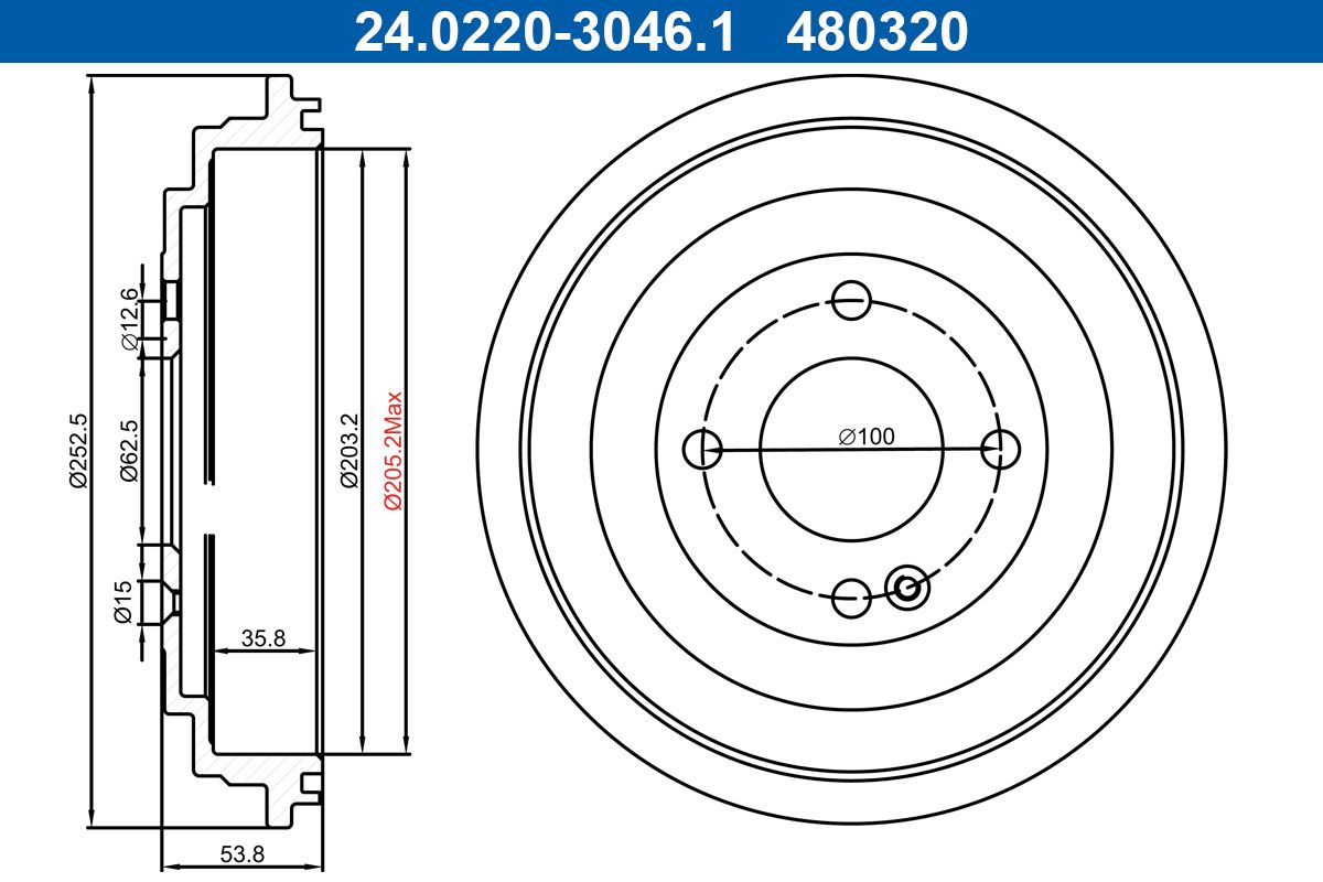 Tambur frana ATE 24.0220-3046.1