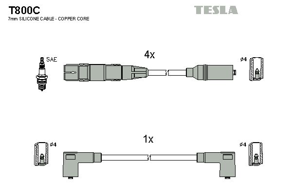 Sada kabelů pro zapalování TESLA T800C