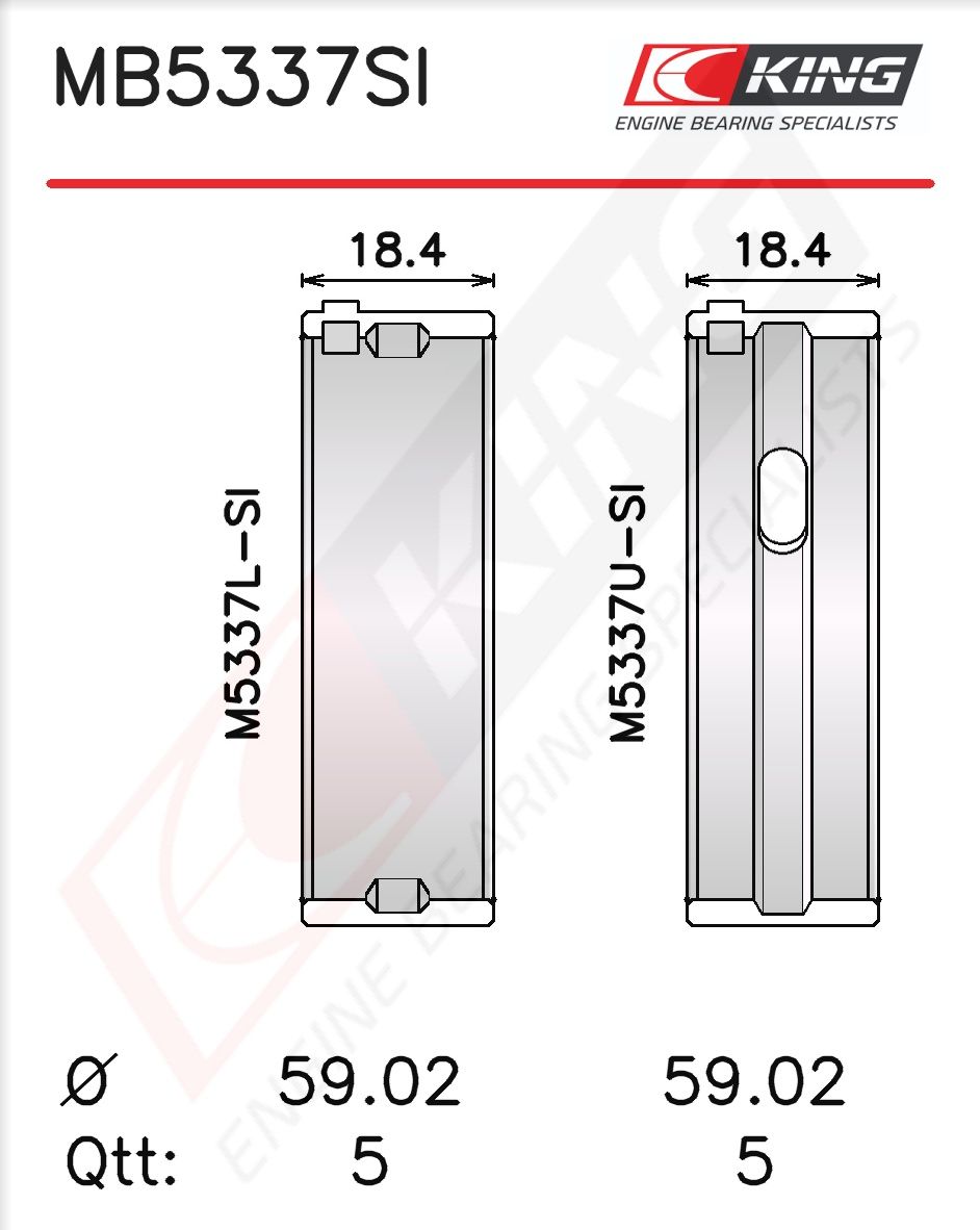 Set cuzineți arbore cotit KING MB5337SI0.25