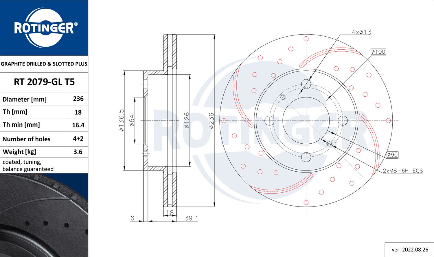 Tarcza hamulcowa ROTINGER RT 2079-GL T5