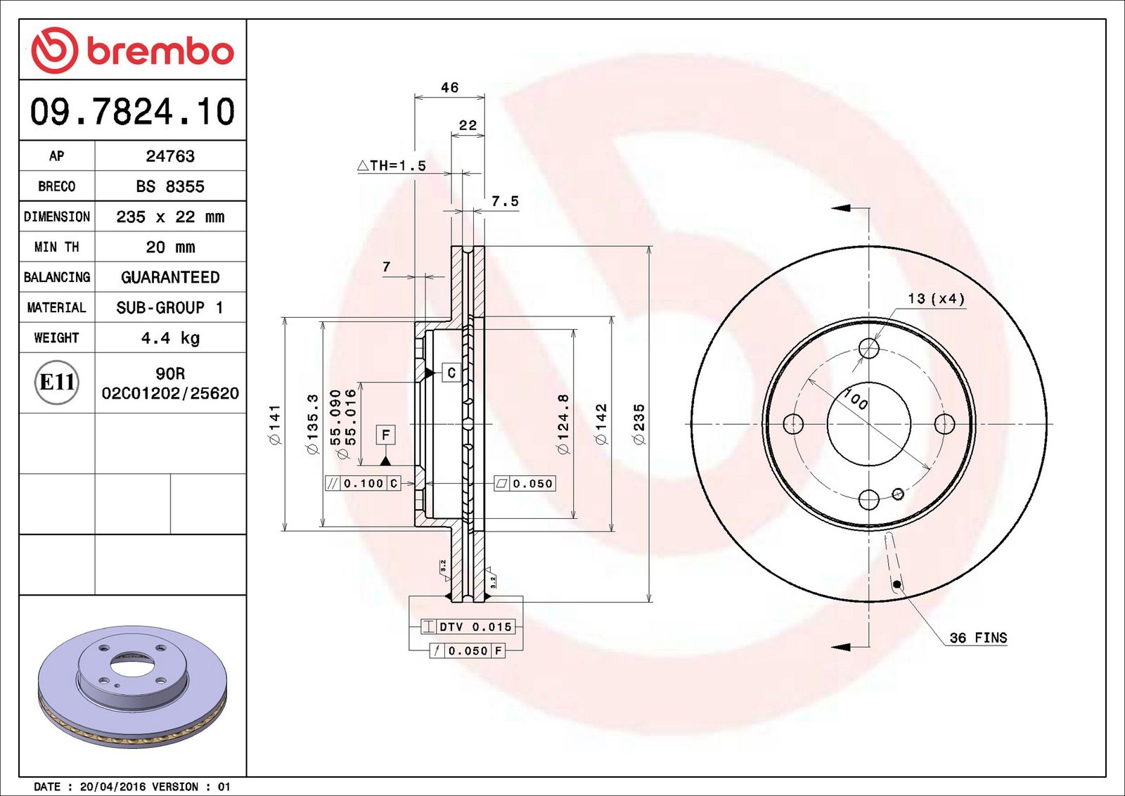 Levně Brzdový kotouč BREMBO 09.7824.10