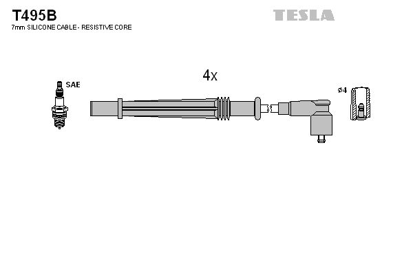 Sada kabelů pro zapalování TESLA T495B