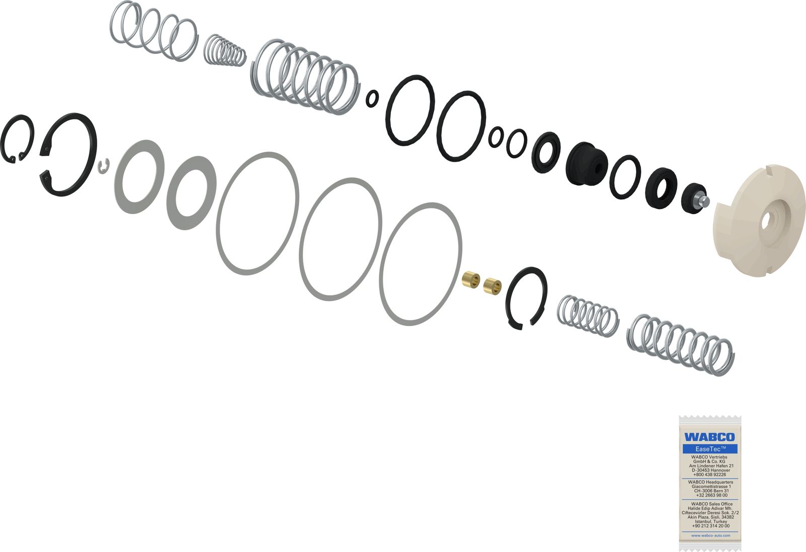 Rep.sats, bromsventil-parkeringsbroms WABCO 9617020012 för IVECO, MERCEDES-BENZ, VOLVO, DAF, …